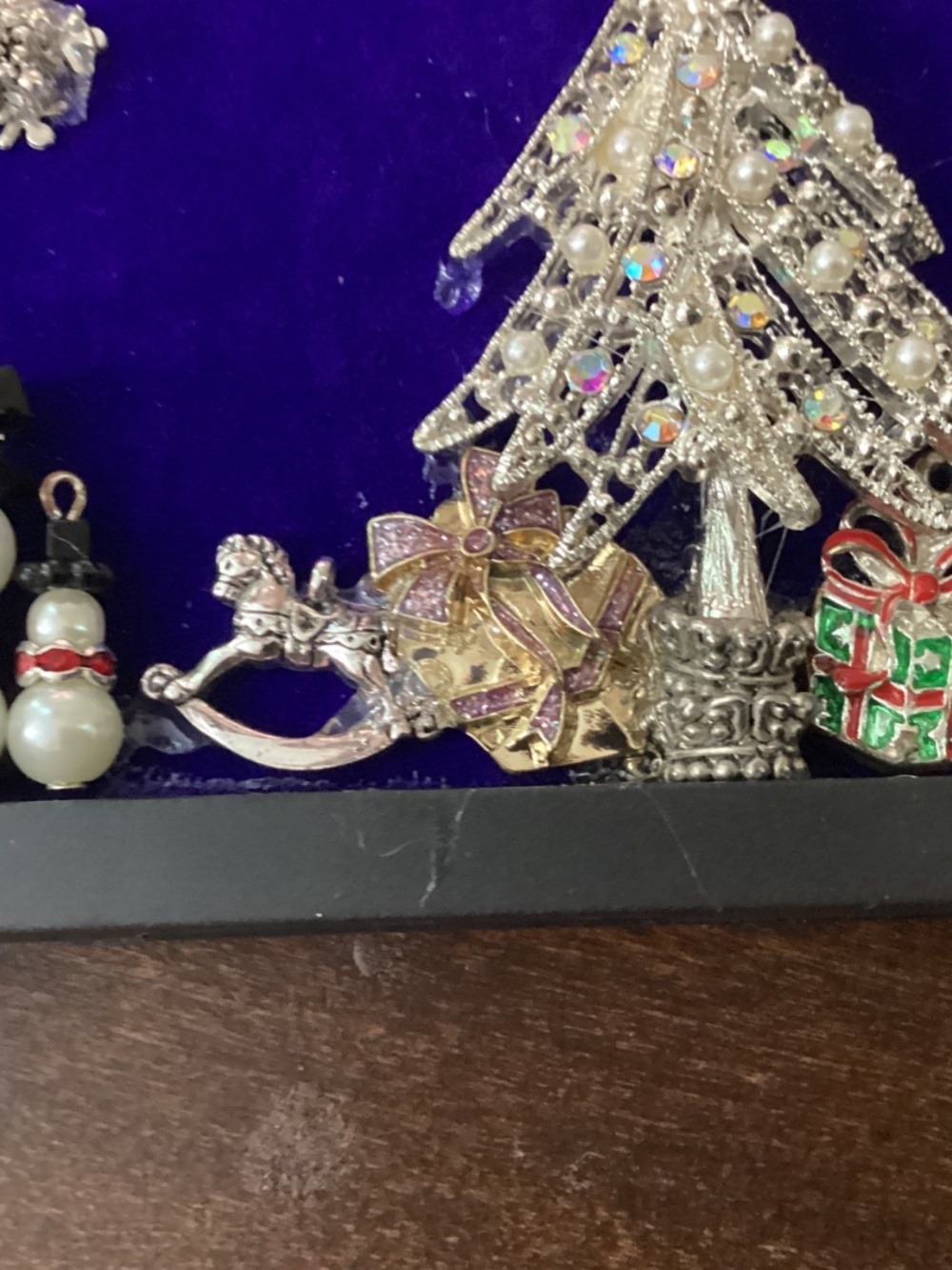 Handcrafted Jewelry Christmas tree silver tone angel reversible framed art - Picture 3 of 9